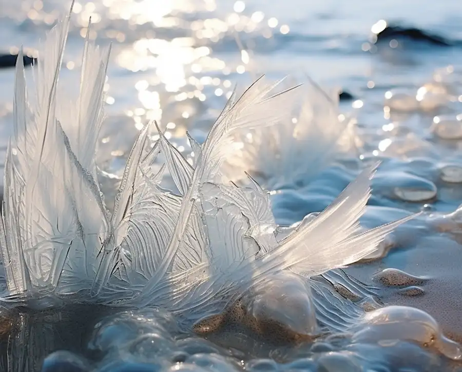 2d58d1e2 ice flakes on the shore