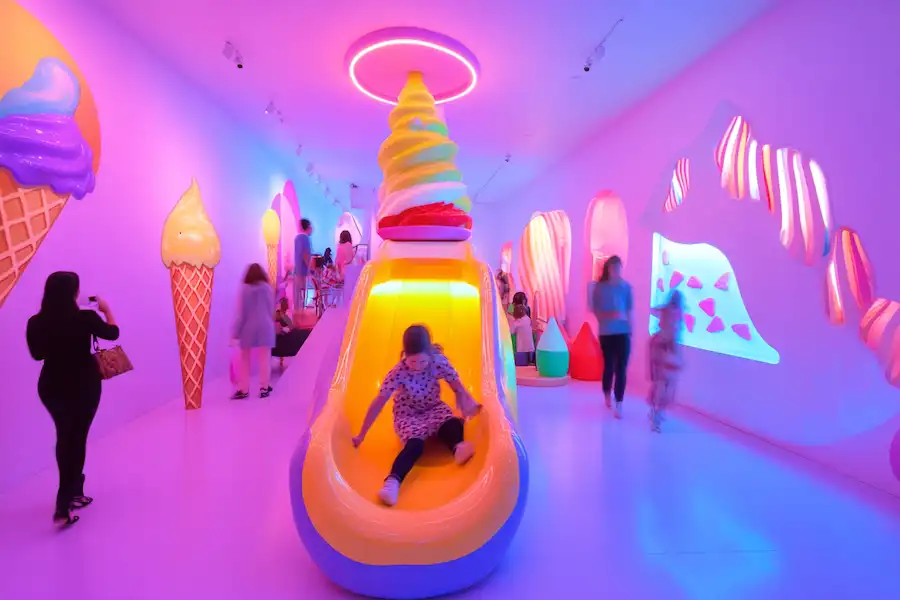 an interactive room inside the museum of ice cream